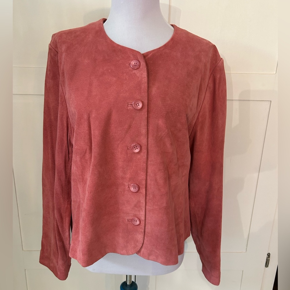 Pendleton Pink Suede Leather Jacket Size L Petite
